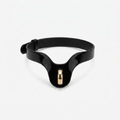 Black patent choker with a gold oring