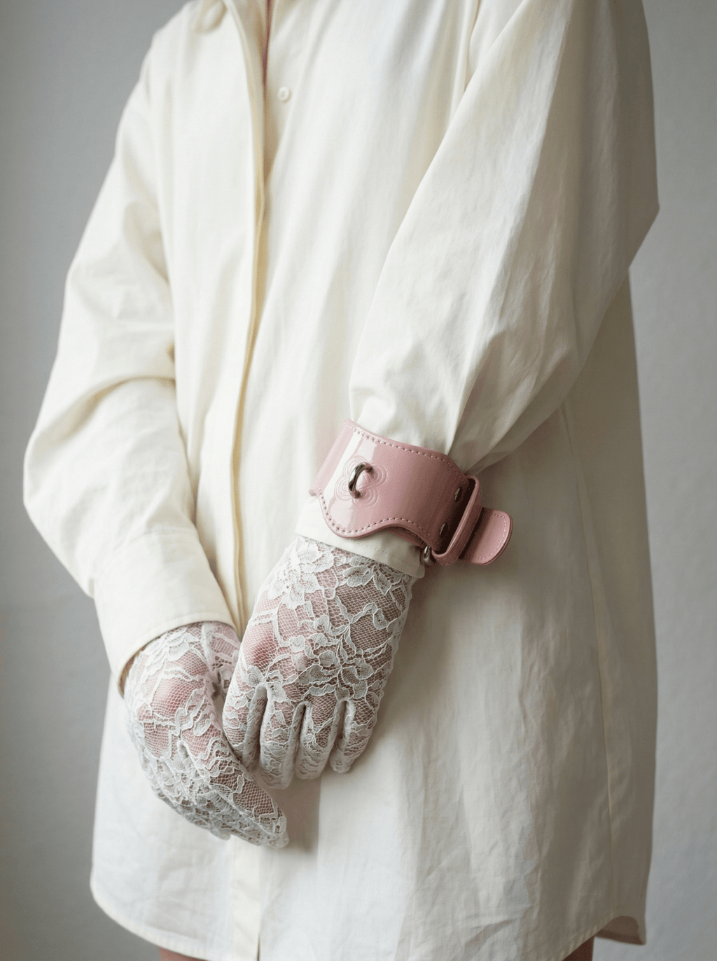 Pink Shibari Embossed Handcuffs Wrist Braces - Aphros Design
