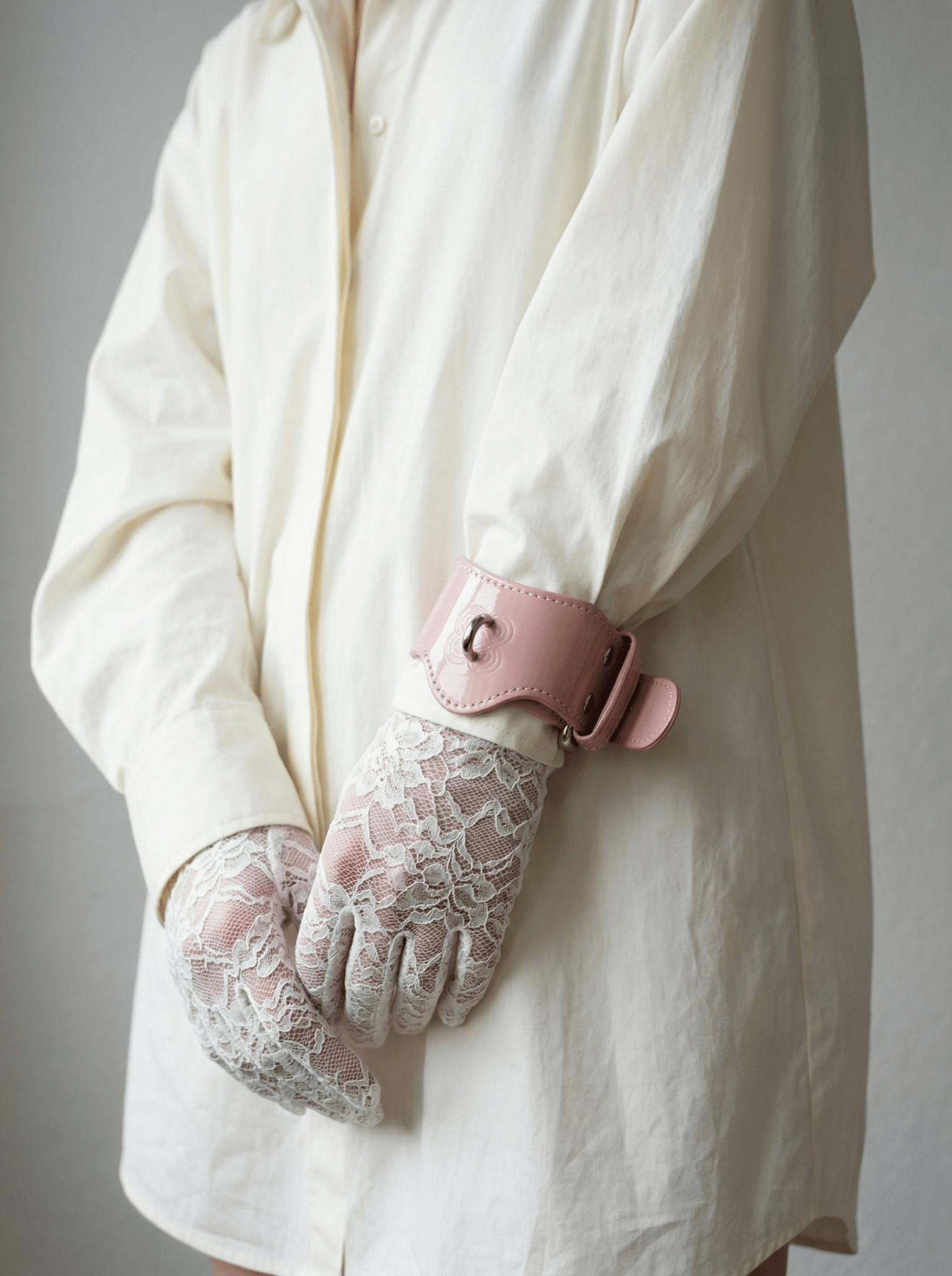 Pink Shibari Embossed Handcuffs Wrist Braces - Aphros Design