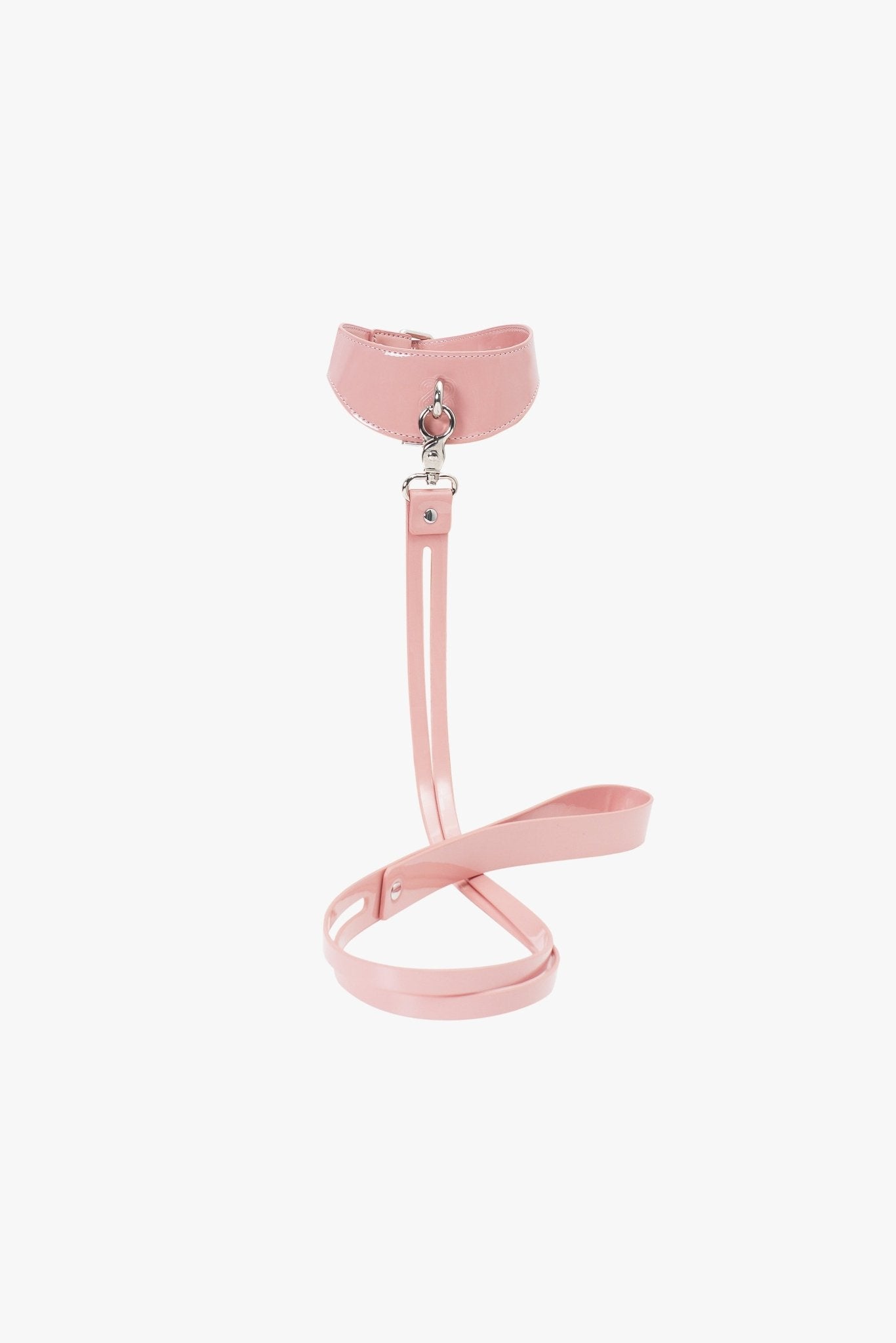 Pink Shibari Embossed Patent Leather Collar & Leash Set - Aphros Design