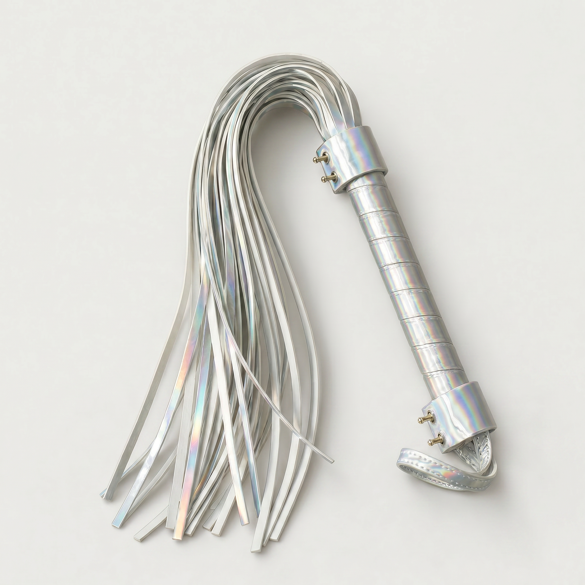 prism silver holographic flogger