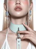 Shibari Embossed Cyber Mint Collar & Leash Set - Aphros Design